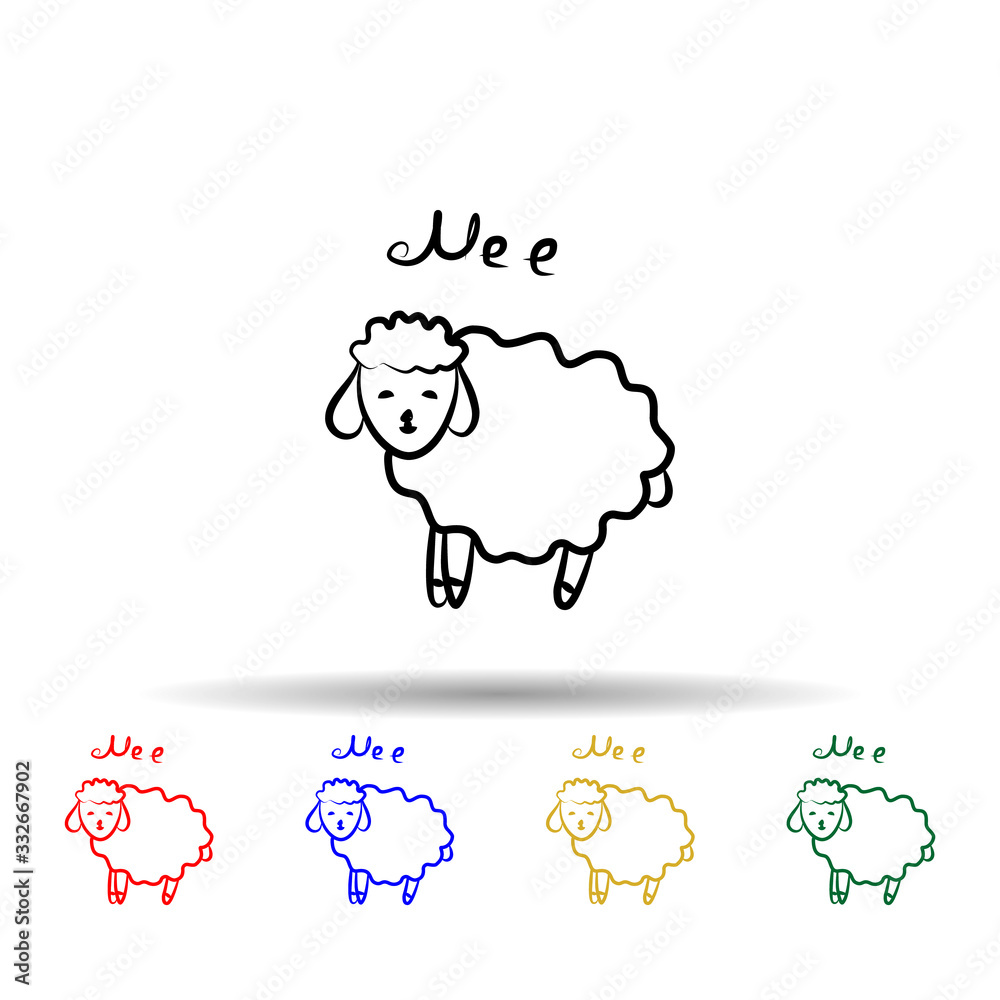 Poster sheep multi color icon. simple thin line, outline vector of sheep icons for ui and ux, website or mo