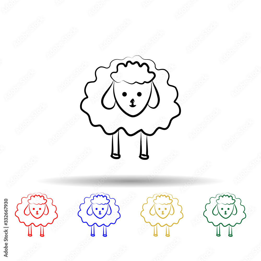 Poster sheep multi color icon. simple thin line, outline vector of sheep icons for ui and ux, website or mo