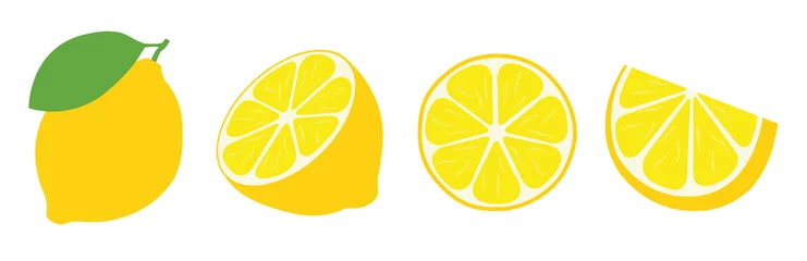 Foto op Plexiglas Fresh lemon icon vector illustrations © 4zevar