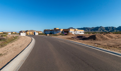 Road Leading To New Custom Homes In Arizona