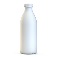 Big white plastic bottle with lid Front view 3D