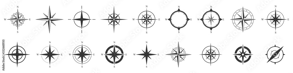 Canvas Prints compass icons set. vector compass icons.