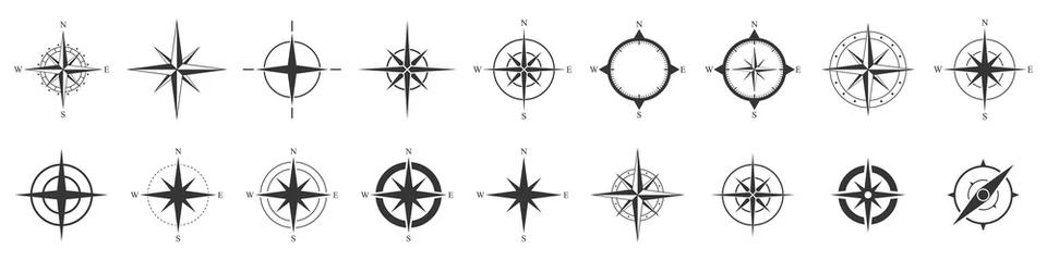 Fotobehang Compass icons set. Vector compass icons. © chekman