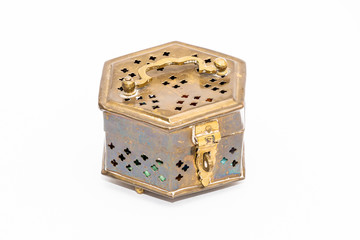 Old small jewel box carrying precious stones
