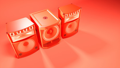 red speaker system on red background