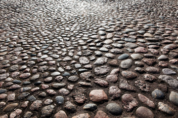 Stone pavement texture, texture of cobblestone road