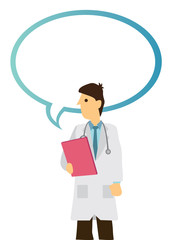 Doctor with empty speech bubble. Concept of communication of medical healthcare.