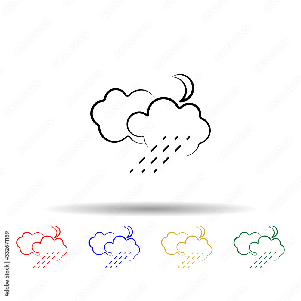 Poster cloud, rain, moon multi color icon. simple thin line, outline vector of weather icons for ui and ux,