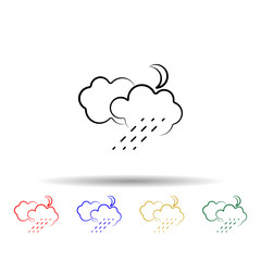 Cloud, rain, moon multi color icon. Simple thin line, outline vector of weather icons for ui and ux, website or mobile application