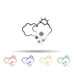 Cloud, sun, snow multi color icon. Simple thin line, outline vector of weather icons for ui and ux, website or mobile application
