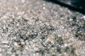 broken glass bokeh on stone