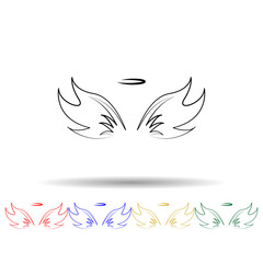 Wings, crown hand drawn multi color icon. Simple thin line, outline vector of wings crown icons for ui and ux, website or mobile application