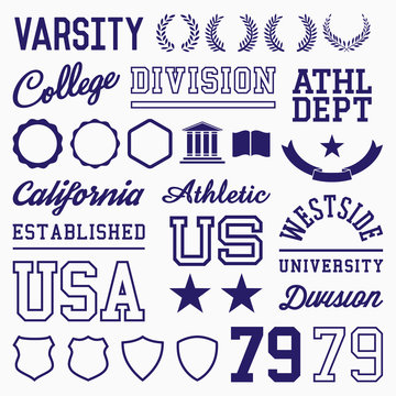 VINTAGE UNIVERSITY GRAPHIC VECTOR ELEMENTS