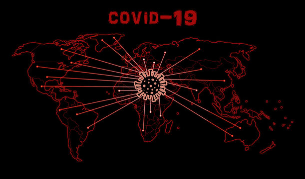 Mlelecula Coronavirus. Distribution Of Covid-19. Map Of The World And The Spread Of The Dangerous Virus Throughout The World