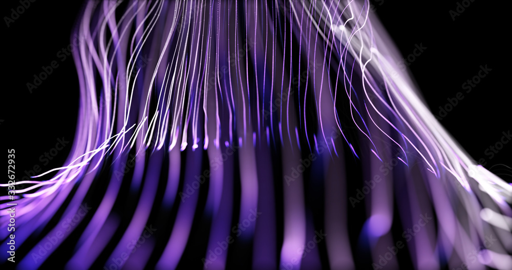 Poster glowing line particles dynamic liquid flow . neon streaming backgrounds. cyber binary. glow abstract