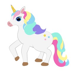cute colorful unicorn cartoon illustration