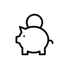 Piggy Bank Vector Icon Line Illustration.