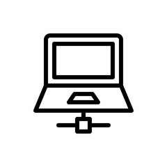 Laptop Network Vector Icon Line Illustration.