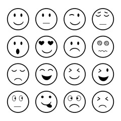 Set of Emoji vector illustration on white background.	