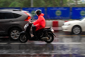 rains on the city on streets