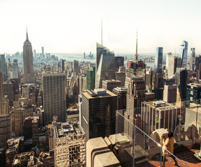 Vistas panorámicas de la ciudad de Nueva York desde lo alto del Top of the rock con todos los puntos interesantes de la ciudad a la vista.