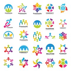 25 set icon and logo of Community, network and social  design vector