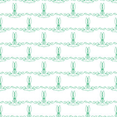 Obraz premium Ornate celtic seamless vector pattern background. Modern stylized floral green white backdrop. Hand drawn linear geometric swirl repeat. All over print for irish, scottish gaelic wedding concept