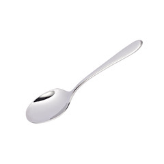 Steel teaspoon, isolated on white background