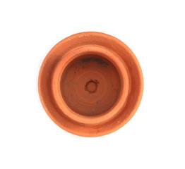 Flower pot top view isolated on white background.