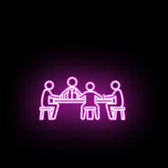 Players at the table in the casino neon icon. Simple thin line, outline vector of casino icons for ui and ux, website or mobile application