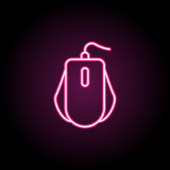 Fototapeta premium Pc mouse neon icon. Simple thin line, outline vector of computer parts icons for ui and ux, website or mobile application