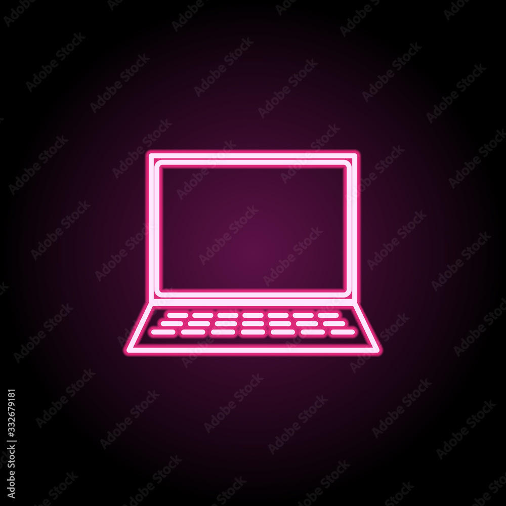 Wall mural laptop neon icon. simple thin line, outline vector of computer parts icons for ui and ux, website or