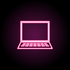 Laptop neon icon. Simple thin line, outline vector of computer parts icons for ui and ux, website or mobile application