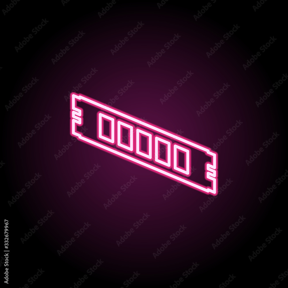 Poster pc memory ram neon icon. simple thin line, outline vector of computer parts icons for ui and ux, web