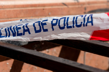 Spanish police line barrier no entry tape