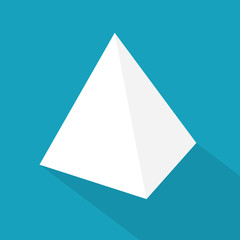 white tetrahedron icon- vector illustration
