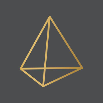 golden tetrahedron icon- vector illustration