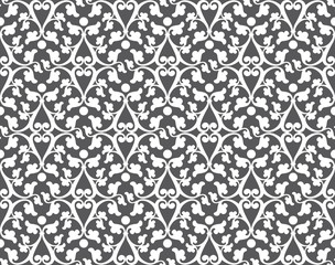 Vector seamless bright classic baroque pattern. Gray background.