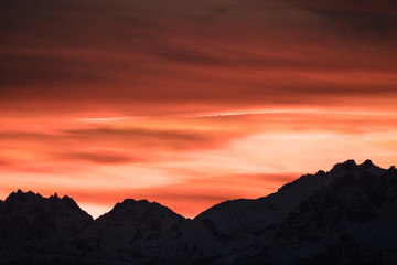 sunset in mountains