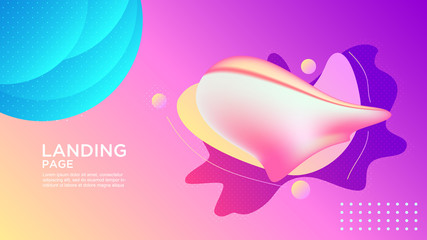 LANDING PAGE WITH LIQUID COLOR. GRADIENT COLOR BACKGROUND. MODERN ABSTRACT COLORFUL STYLE VECTOR