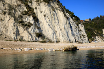 Numana (AN), Italy - January 1, 2019:  Numana beach, Riviera del Conero, Adriatic Sea, Numana,...