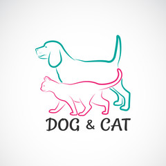 Vector of a dog and cat design on white background. Animal. Pet logo or icon. Easy editable layered vector illustration.