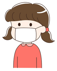 Girl wearing a medical face mask to prevent corona virus or covid-19 or another type of virus. Vector illustration isolated on white background.
