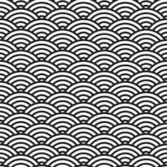 Chinese and Japanese style. Traditional oriental seamless pattern. Asian oriental pattern. Abstract wave circle. China ornament background for design prints. Water curve texture. Culture motif. Vector