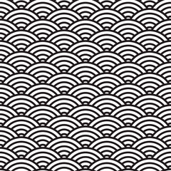 Chinese and Japanese style. Traditional oriental seamless pattern. Asian oriental pattern. Abstract wave circle. China ornament background for design prints. Water curve texture. Culture motif. Vector