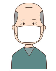 Elderly man wearing a medical face mask prevention coronavirus or covid-19 or another type of virus.