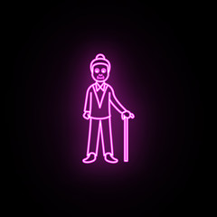 Senile age of a woman neon icon. Simple thin line, outline vector of generation icons for ui and ux, website or mobile application