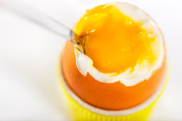 Soft boiled egg with selective focus