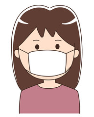 Woman wearing a medical face mask to prevent coronavirus or covid-19 or another type of virus. Vector illustration isolated on white background.