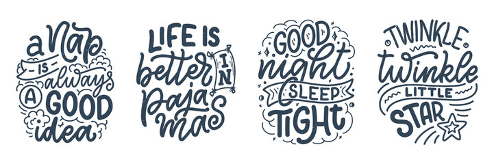 Lettering Slogan about sleep and good night. Vector illustration design for graphic, prints, poster, card, sticker and other creative uses